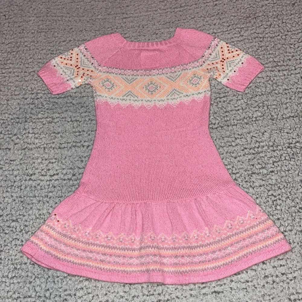 Justice Pink Sequin Short Sleeve Sweater Dress, Size 8